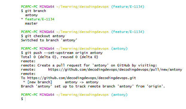 feature branch in git