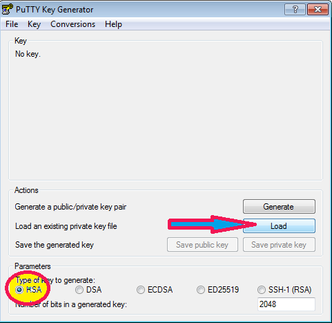 convert pem to ppk using puttygen windows