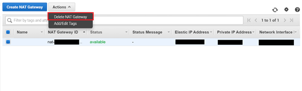 delete aws nat gateway