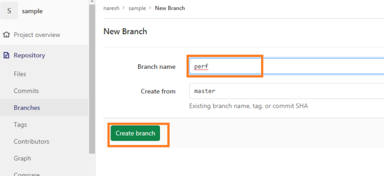 how to create a new empty branch in gitlab