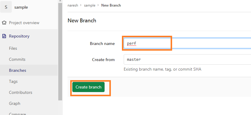 create a new branch in gitlab